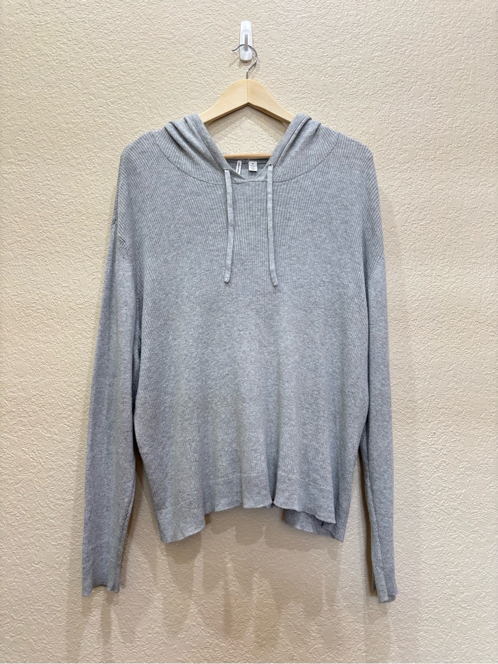 Nordstrom Cozy Lightweight Ribbed Hoodie Knit Sweater - Grey Loungewear XL